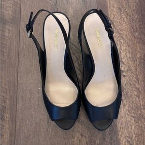 Nine West Black Peep-Toe Slingback Heels